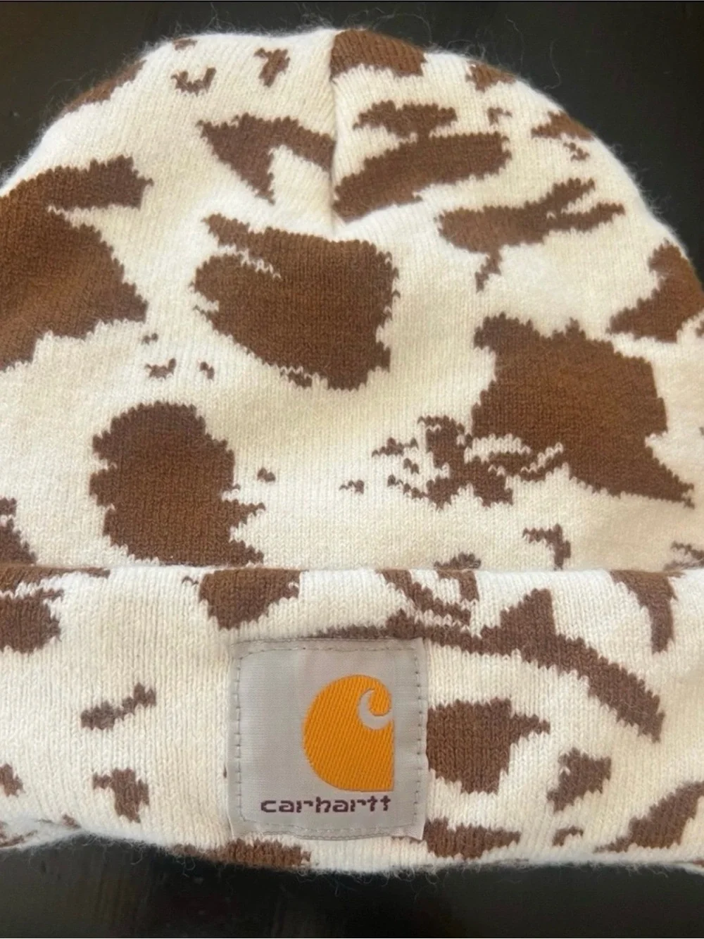 Carhartt Kids Cream & Brown Camouflage Beanie